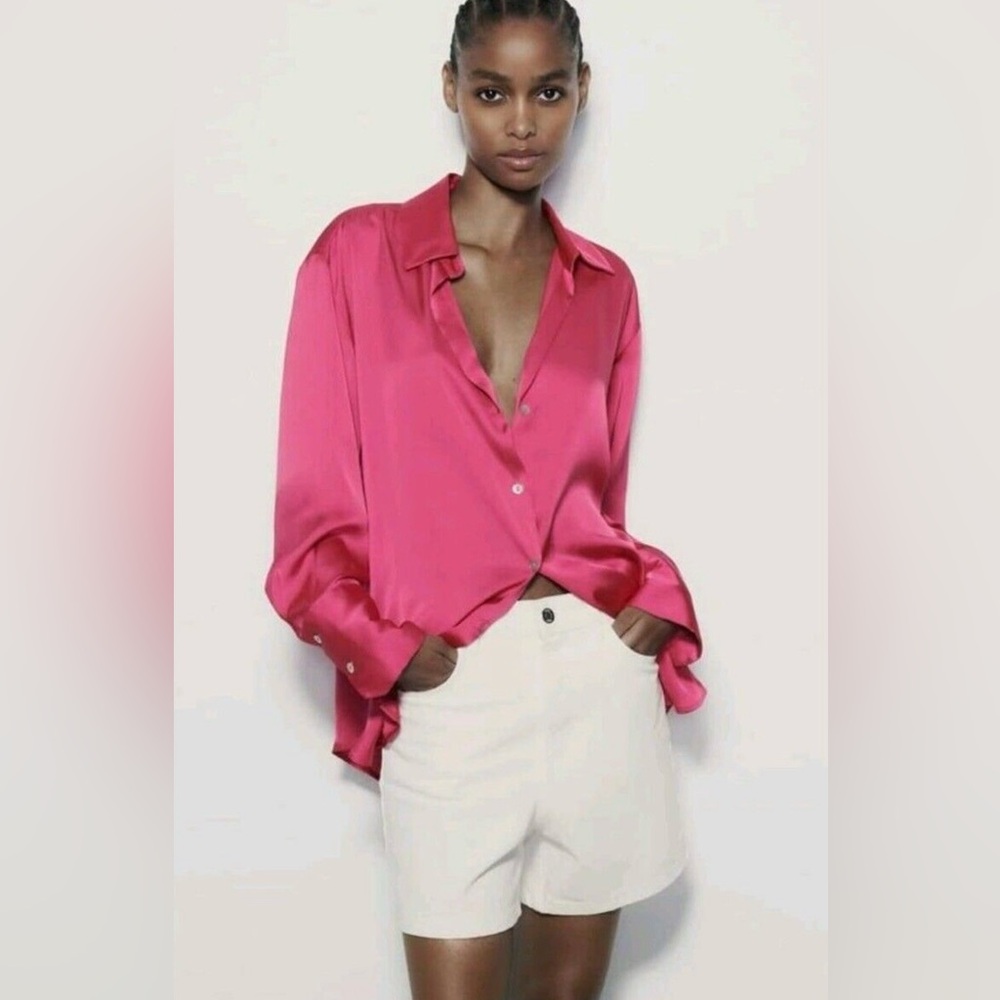 Zara Satin effect basic shirt